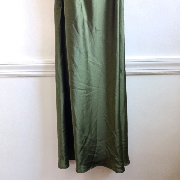 New Zara Satin Effect Jewel Straps Green Midi Dress NWT XS - Picture 14 of 17